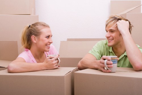 Packed boxes and furniture prepared for Finchley removals