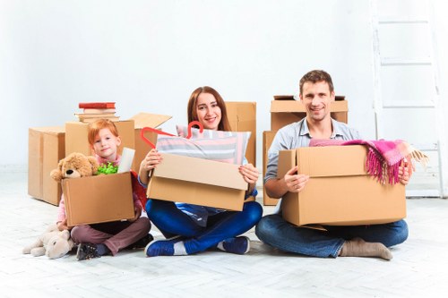 Careful separation of cardboard, wood, and metal for recycling
