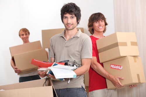 Student removals in Finchley with packed boxes ready for transport